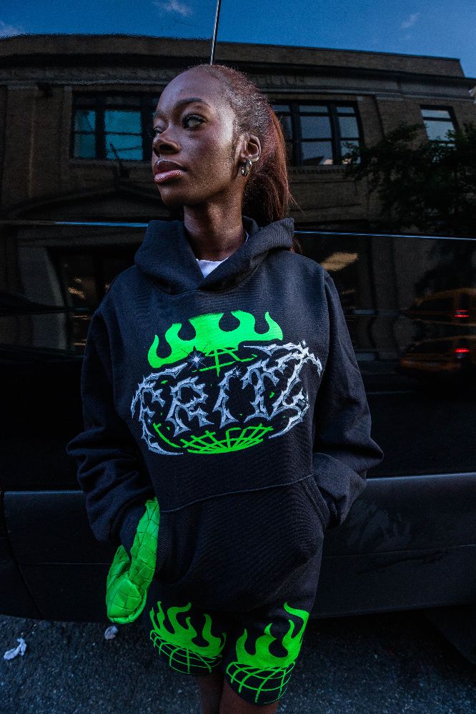 Black Hoodie Flaming Globe Hoodie – Fritz